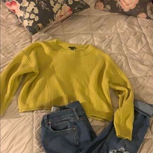 Green crop top sweater
